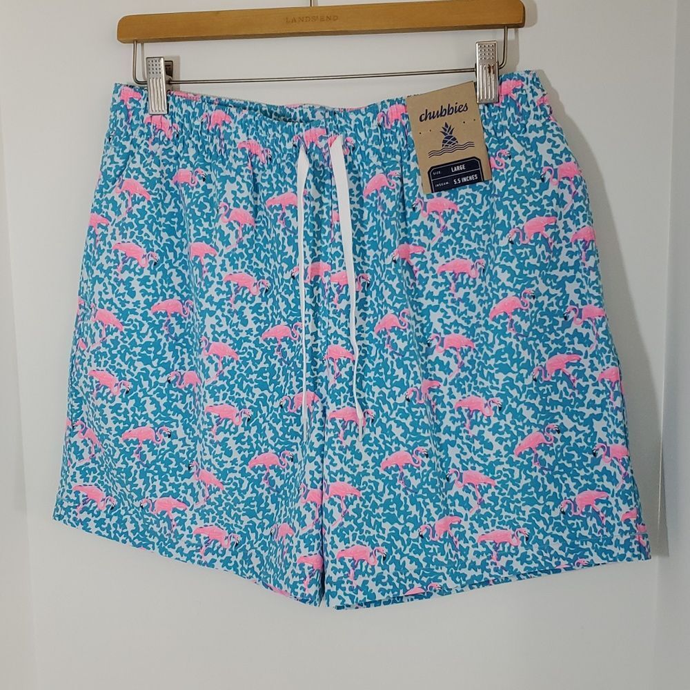 Chubbies The Domingos Are For Flamingos 5.5" Classic Swim Trunks L NWT